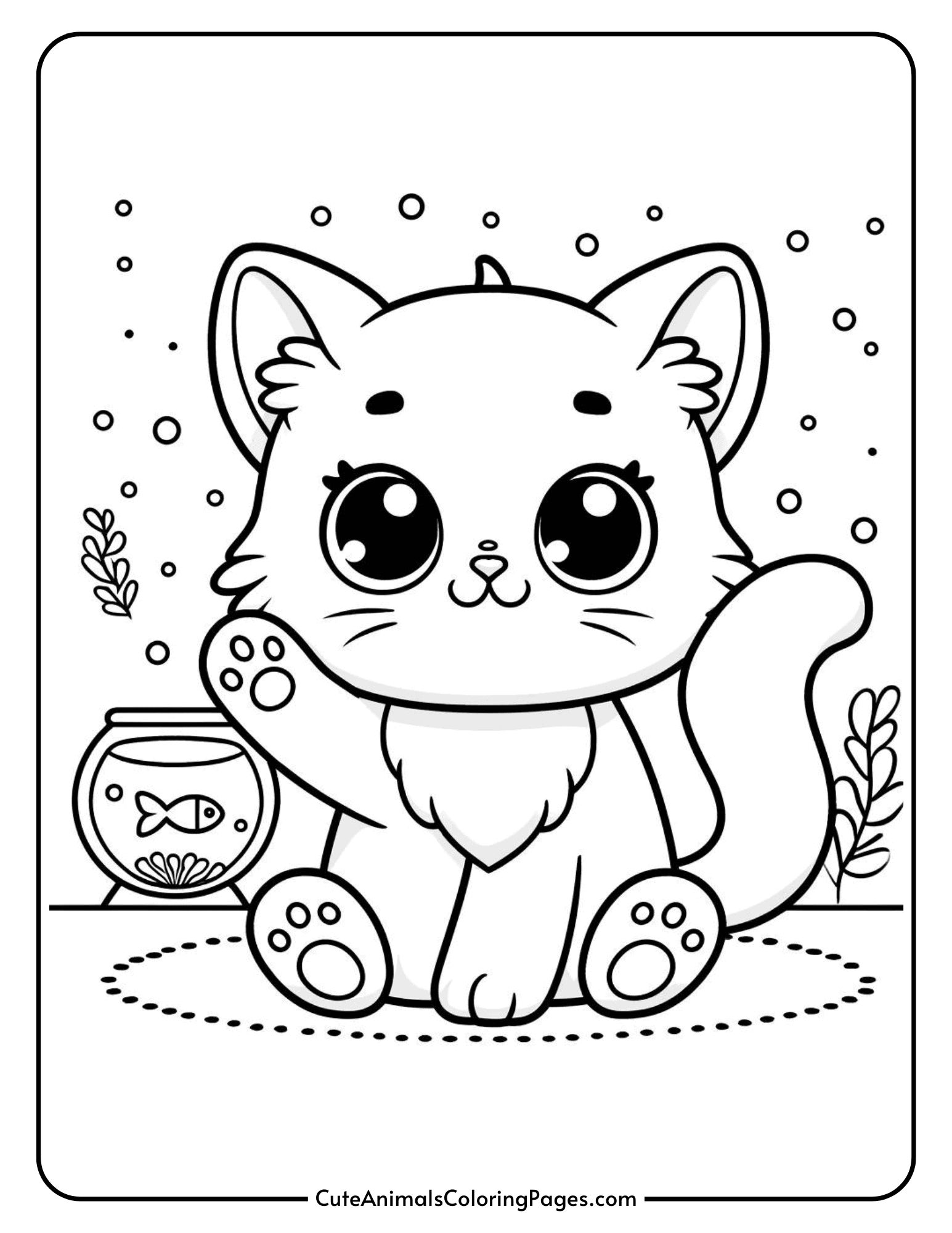 Fun Colorin Page Free Cute Cat Coloring Pages PDF | Walker Art