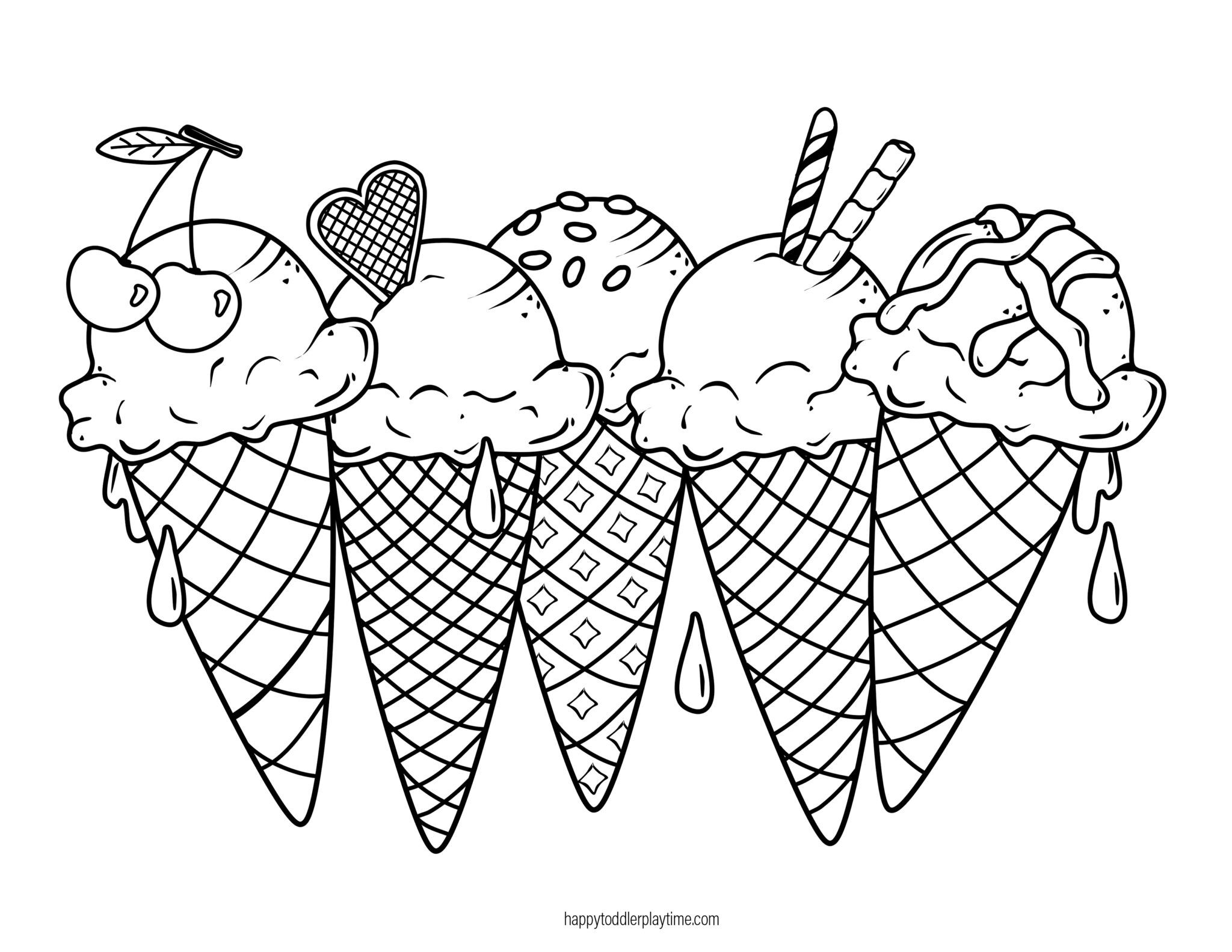 Fun Colorin Page Ice Cream Printable Coloring Pages | Walker Art